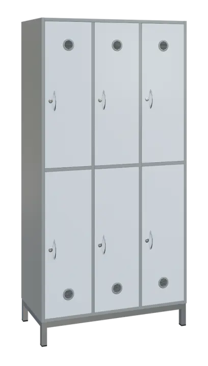 SBS-2233 šatní skříň 6-boxová, 1800x900x400 mm, kovové nohy, korpus šedý, dvířka bílá